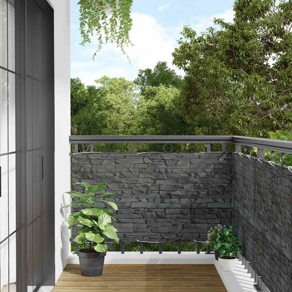 Vidaxx Balkonsichtschutz Steinmuster 700x90 cm PVC grau