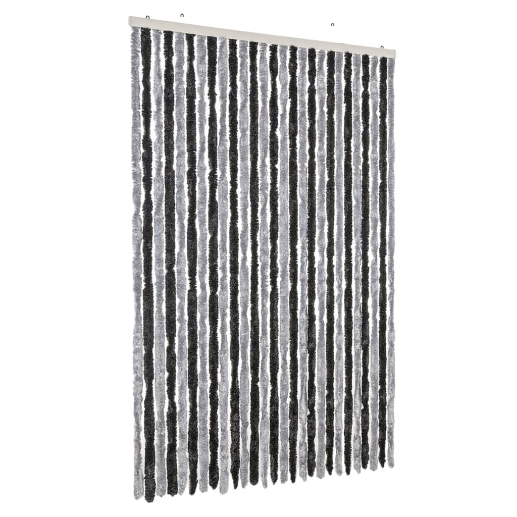Vidaxx Fliegenvorhang 118x220 cm Chenille Grau und Schwarz