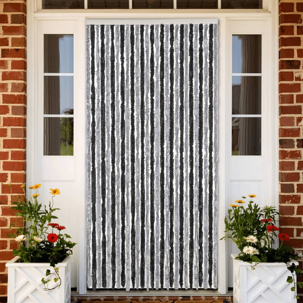 Vidaxx Fliegenvorhang 118x220 cm Chenille Grau und Schwarz