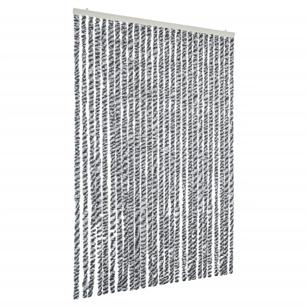 Vidaxx Fliegenvorhang 118x220 cm Chenille Grau und Schwarz und Weiß