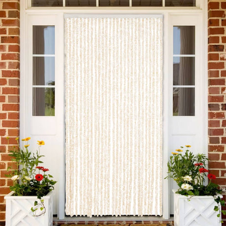 Vidaxx Fliegenvorhang 118x220 cm Chenille Beige und Weiß
