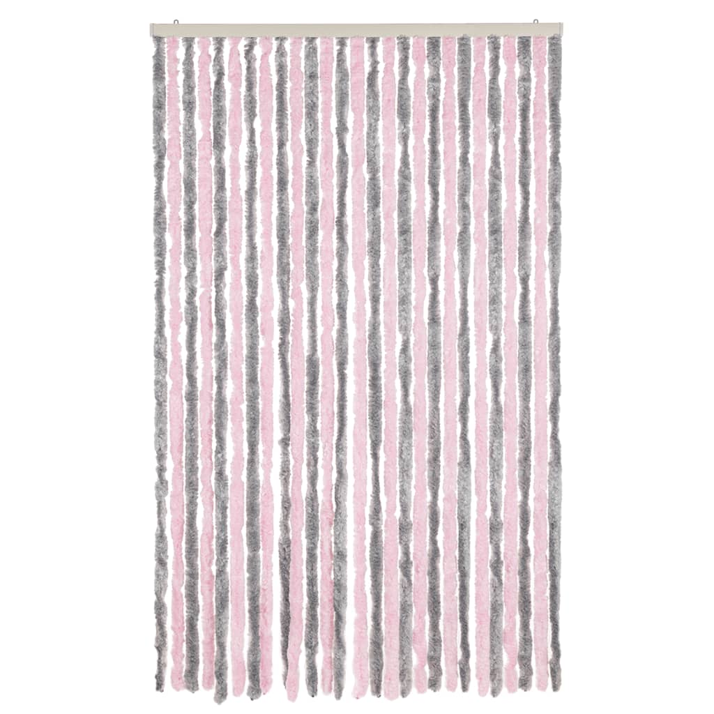 Vidaxx Fliegenvorhang 118x220 cm Chenille Silbergrau und Rosa