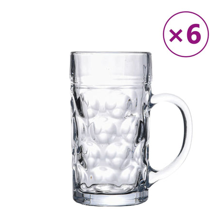 VidaXL Bierkrüge mit Henkel 6 Stück 1000 ml Glas