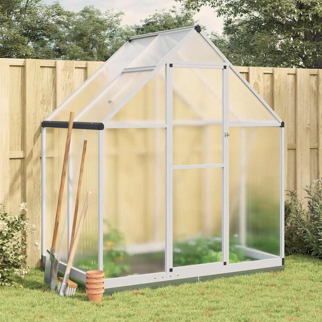 Vidaxxl Gartengewächshaus mit Grundgestell 169x114x202 cm Aluminium silberfarben