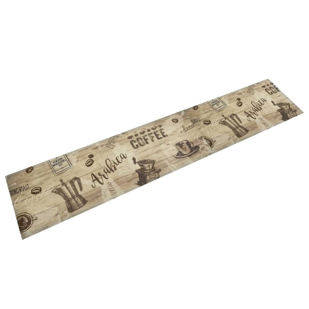Vidaxx Küchenmatte waschbar Kaffeedruck 60x300 cm samtbraun