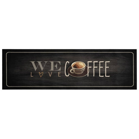 Vidaxx Küchenmatte waschbar Kaffeetext 45x150 cm Samt