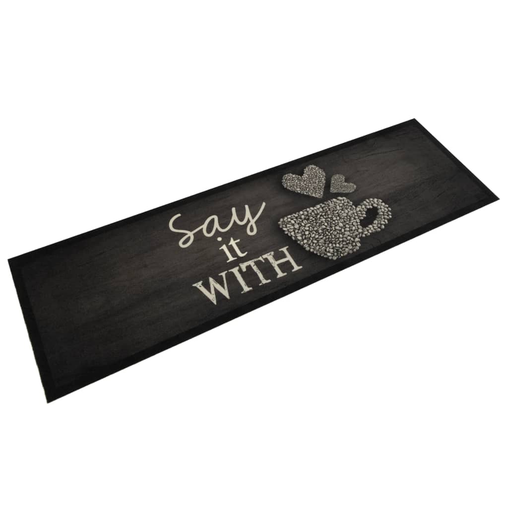 Vidaxx Küchenmatte waschbar Tassendruck 45x150 cm Samt schwarz
