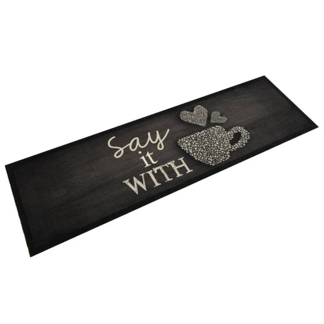 Vidaxx Küchenmatte waschbar Tassendruck 45x150 cm Samt schwarz