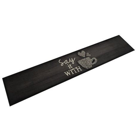 Vidaxx Küchenmatte waschbar Tassendruck 60x300 cm Samt schwarz