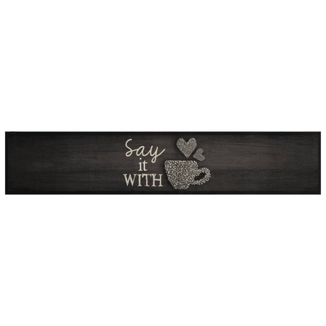 Vidaxx Küchenmatte waschbar Tassendruck 60x300 cm Samt schwarz