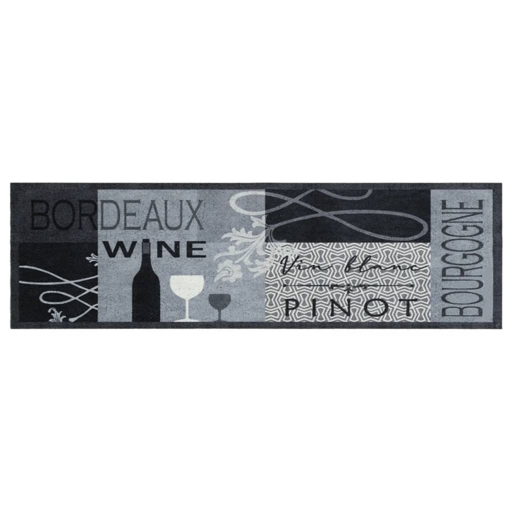 Vidaxx Küchenmatte waschbarer Weindruck 45x150 cm samtgrau