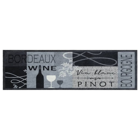 Vidaxx Küchenmatte waschbarer Weindruck 45x150 cm samtgrau