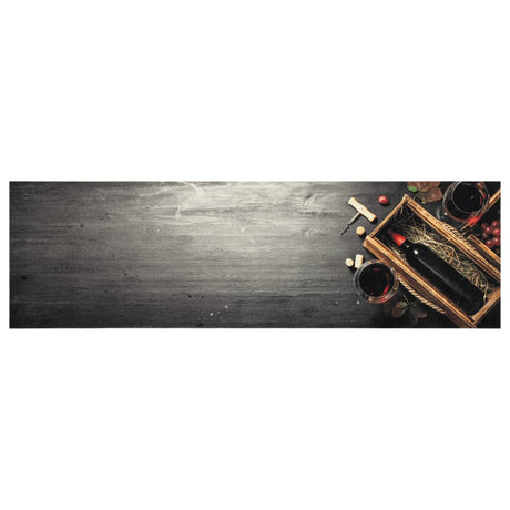 Vidaxx Küchenmatte waschbarer Weinflaschendruck 45x150 cm Samt