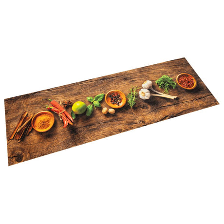 Vidaxx Küchenmatte waschbarer Kräuterdruck 45x150 cm Samt