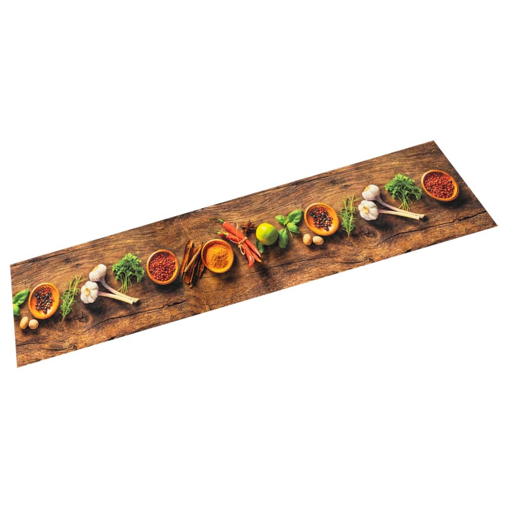VidaXL Küchenmatte waschbarer Kräuterdruck 60x180 cm Samt