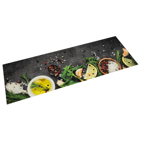 Vidaxx Küchenmatte waschbarer Kräuterdruck 45x150 cm Samt