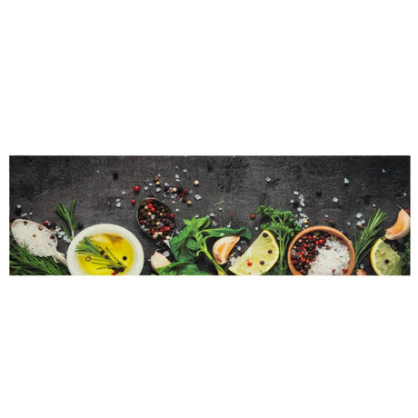 Vidaxx Küchenmatte waschbarer Kräuterdruck 45x150 cm Samt