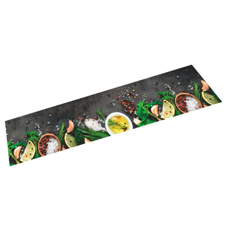 Vidaxx Küchenmatte waschbarer Kräuterdruck 60x300 cm Samt
