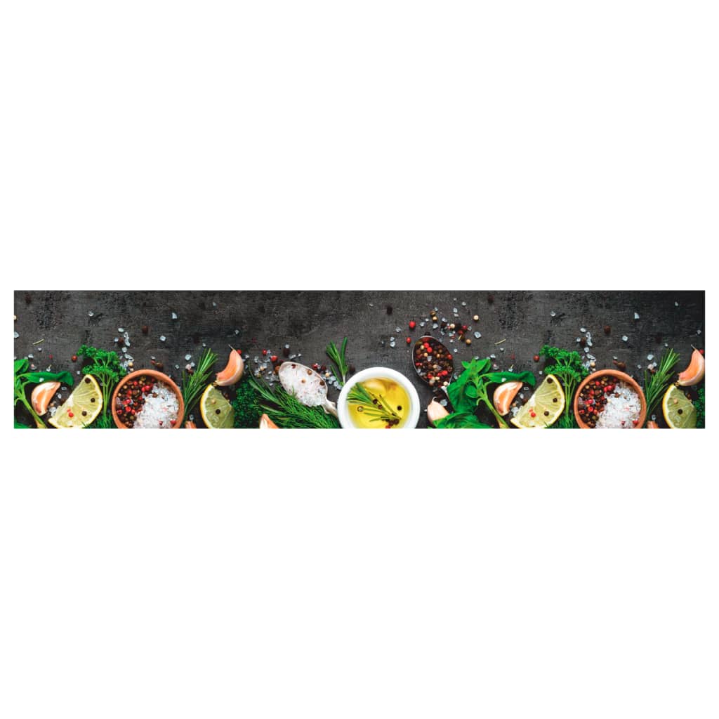 Vidaxx Küchenmatte waschbarer Kräuterdruck 60x300 cm Samt