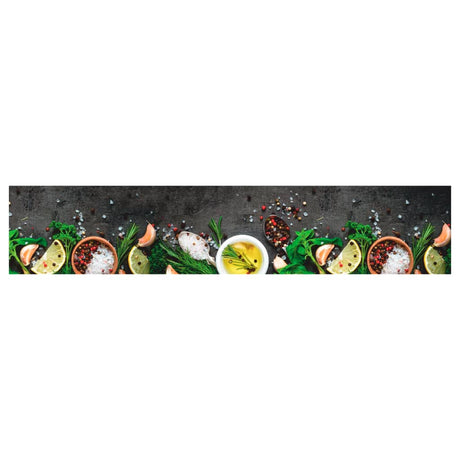 Vidaxx Küchenmatte waschbarer Kräuterdruck 60x300 cm Samt