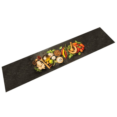 Vidaxx Küchenmatte waschbarer Kräuterdruck 60x300 cm Samt