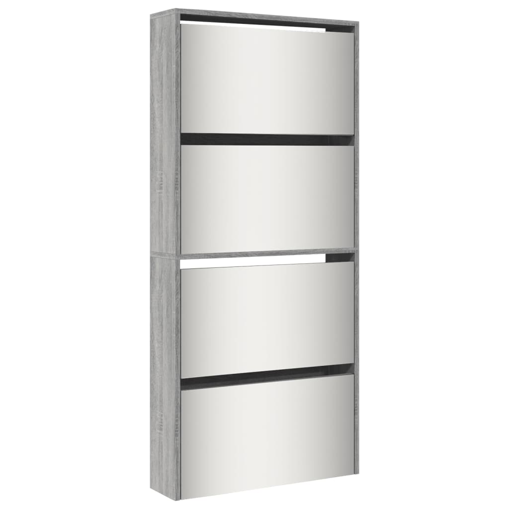 Vidaxl Cabinet da scarpe con specchio a 4 strati 63x17x134 cm grigio Sonoma