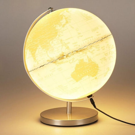 Overige merken wereldbol met licht 26x25x31 cm wit goud