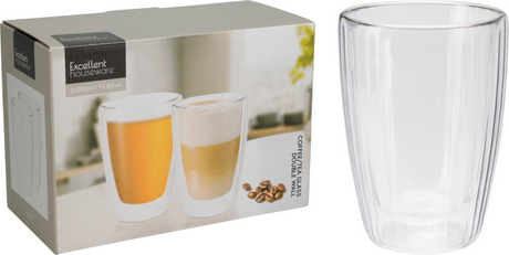 Dubbelwandig koffie-theeglas 350ml set 2 stuks in doos