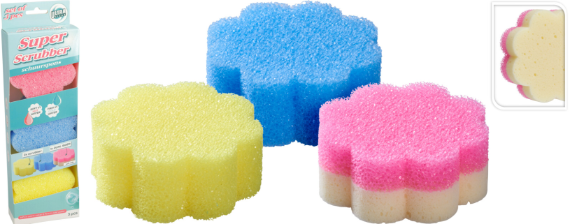 Scheuerschwamm PU-Set 3-teilig Ø 10cm | 12 Stück