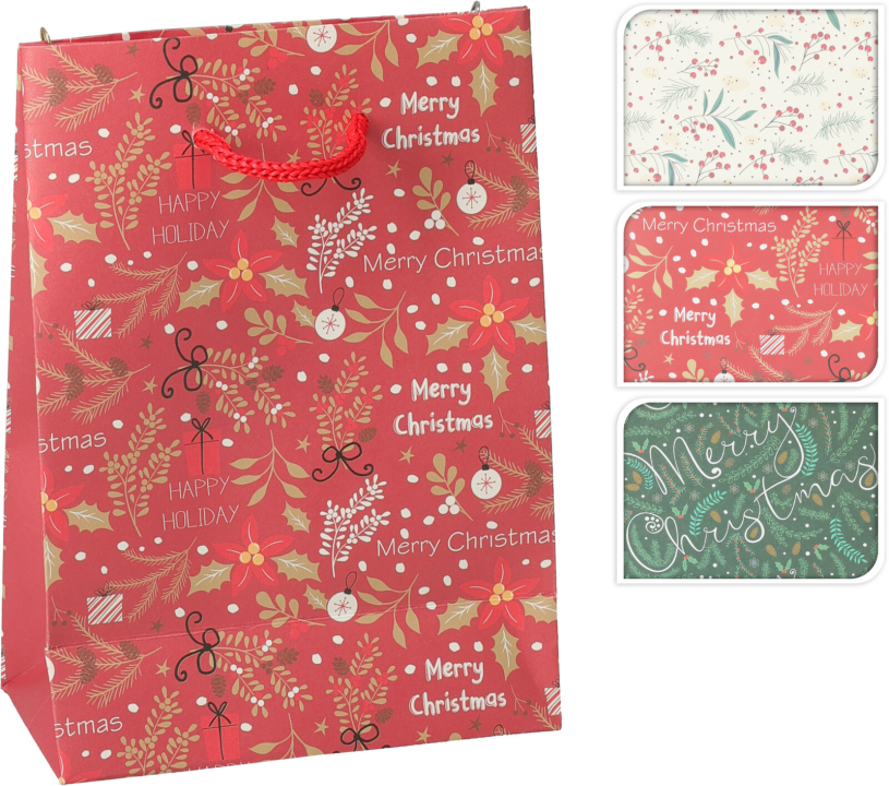 Geschenktas kerst 16cm 4 assorti