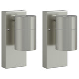 Vidaxxl Außenwandleuchte 2 Stk. Silber 6,5 x 10,5 x 16 cm Edelstahl und Glas