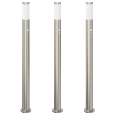 VidaXL Pollerbeleuchtung mit Sensor 3 Stück 110 cm Edelstahl IP44