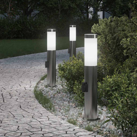 Vidaxx Pollerleuchte mit Fassung 3 Stück 50 cm Edelstahl IP44