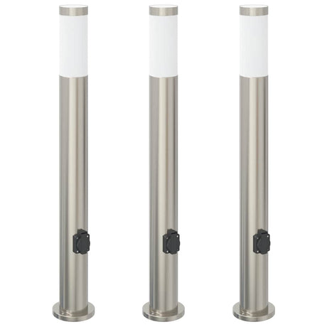 Vidaxx Pollerbeleuchtung mit Fassung 3 Stück 80 cm Edelstahl IP44