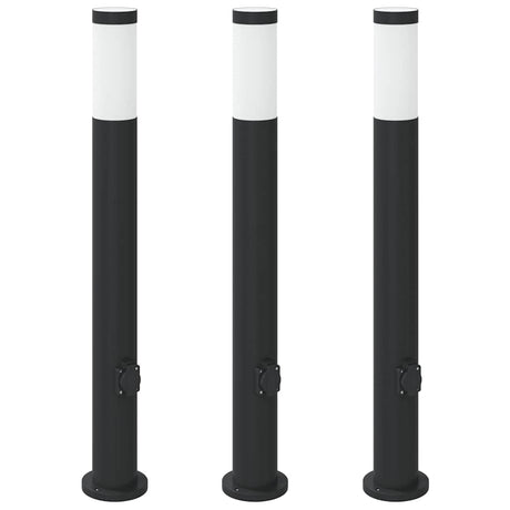 Vidaxx Pollerbeleuchtung mit Fassung 3 Stück 80 cm Edelstahl IP44