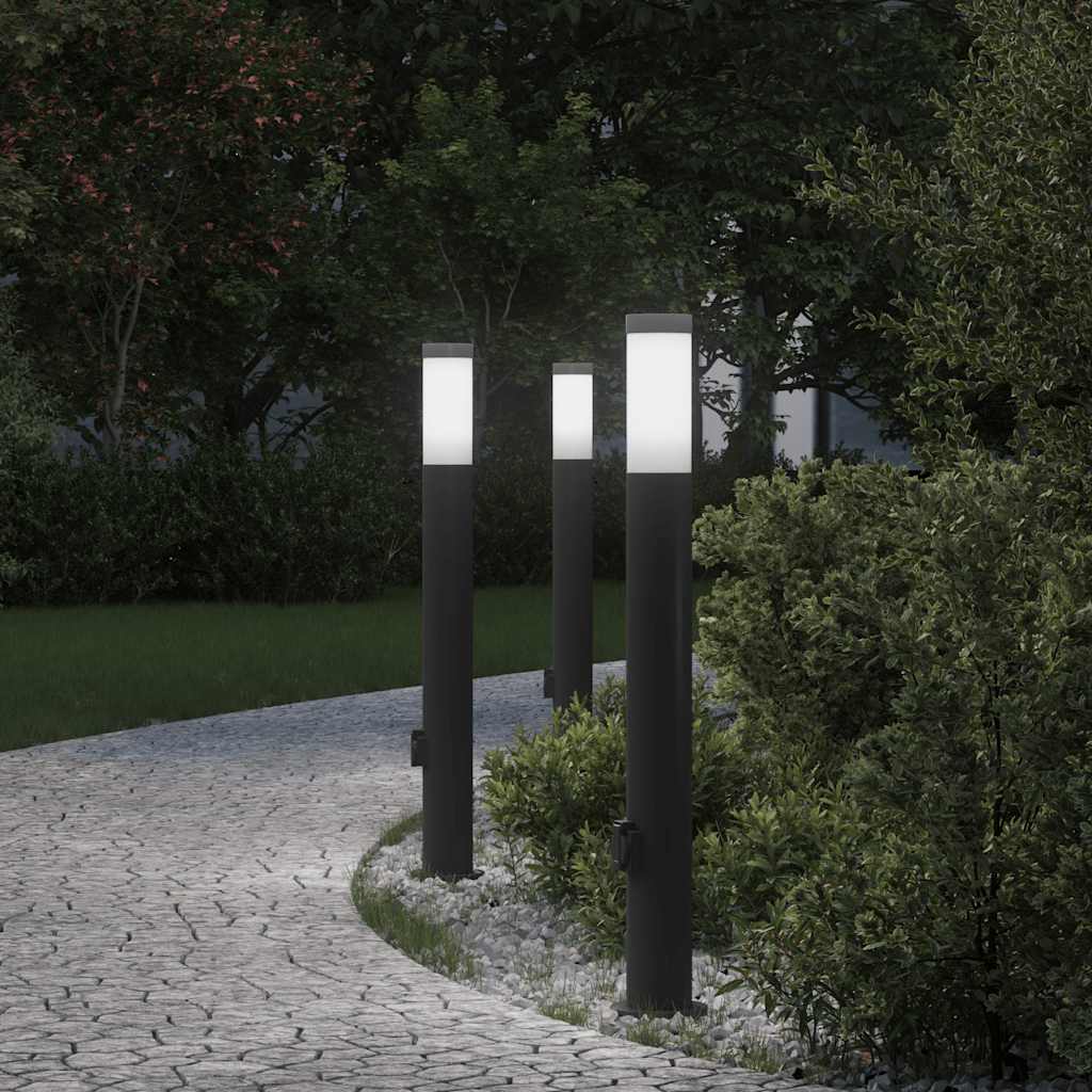 Vidaxx Pollerbeleuchtung mit Fassung 3 Stück 80 cm Edelstahl IP44
