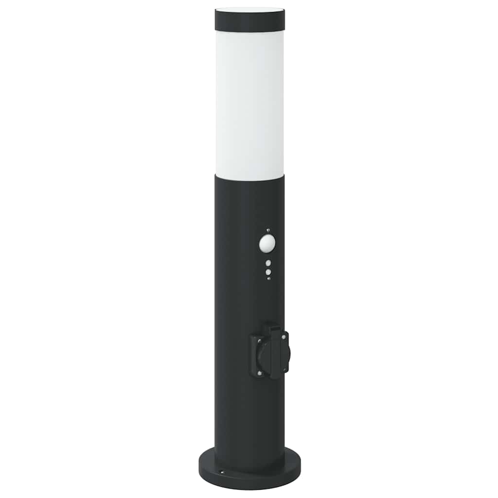 Vidaxx Pollerbeleuchtung mit Sensor und Steckdose 50 cm Edelstahl IP44
