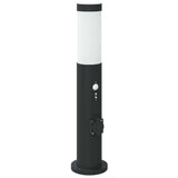 Vidaxx Pollerbeleuchtung mit Sensor und Steckdose 50 cm Edelstahl IP44