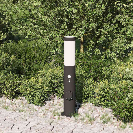 Vidaxx Pollerbeleuchtung mit Sensor und Steckdose 50 cm Edelstahl IP44