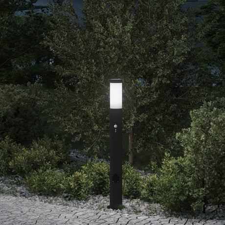 Vidaxl Pollerleuchte mit Sensor und Steckdose 80 cm Edelstahl IP44