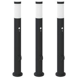 Vidaxx Pollerbeleuchtung mit Sensor und Steckdose 3 Stück 80 cm Edelstahl IP44
