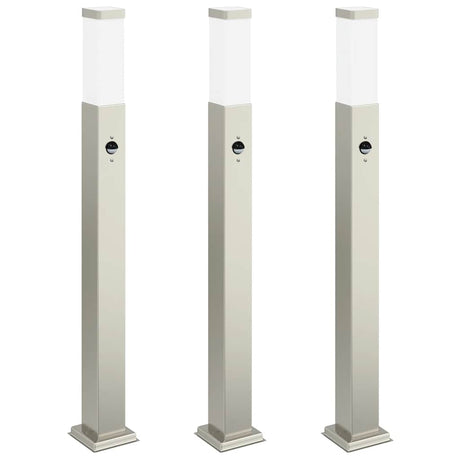 VidaXL Pollerbeleuchtung mit Sensor 3 Stück 80 cm Edelstahl IP44