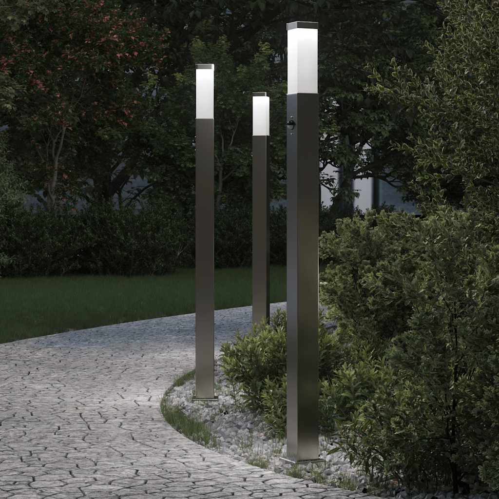 VidaXL Pollerbeleuchtung mit Sensor 3 Stück 110 cm Edelstahl IP44