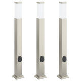 Vidaxx Pollerbeleuchtung mit Fassung 3 Stück 80 cm Edelstahl IP44
