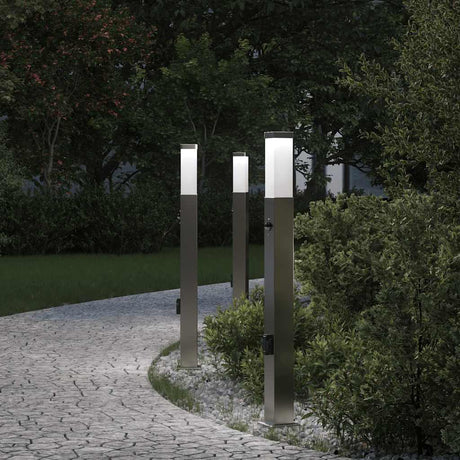 Vidaxx Pollerbeleuchtung mit Sensor und Steckdose 3 Stück 80 cm Edelstahl IP44