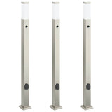 Vidaxx Pollerbeleuchtung mit Sensor und Steckdose 3 Stück 110 cm Edelstahl IP44
