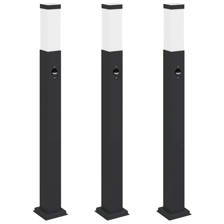 VidaXL Pollerbeleuchtung mit Sensor 3 Stück 80 cm Schwarz IP44