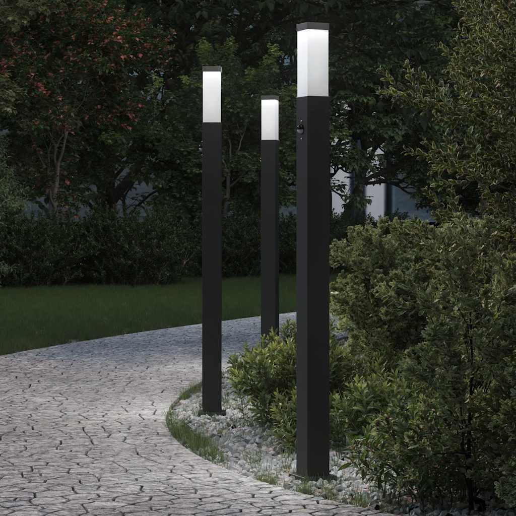 Vidaxx Pollerbeleuchtung mit Sensor 3 Stück 110 cm schwarz IP44