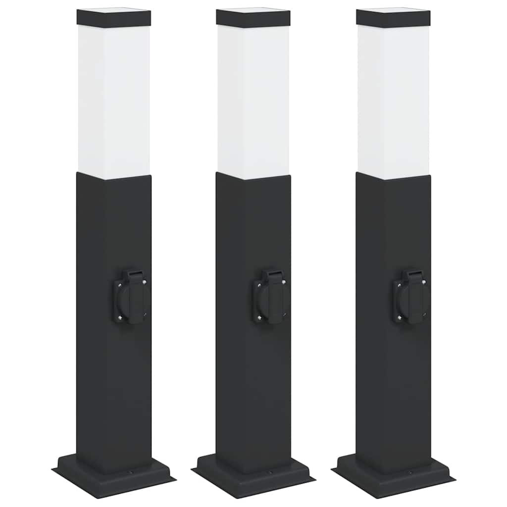 Vidaxx Pollerbeleuchtung mit Fassung 3 Stück 50 cm schwarz IP44