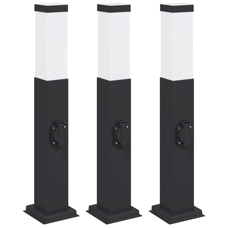 Vidaxx Pollerbeleuchtung mit Fassung 3 Stück 50 cm schwarz IP44